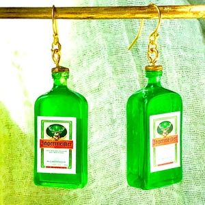 14k Gold and Green Bottle Earrings!